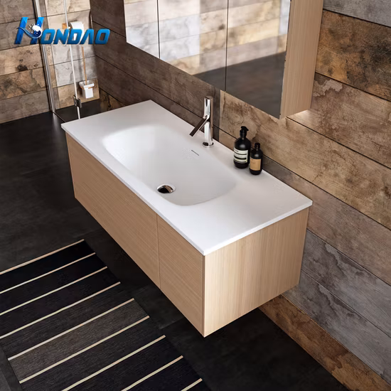 Hondao Hot Selling Rectangle Artificial Stone Bathroom Sink Solid Surface Cabinet Basin