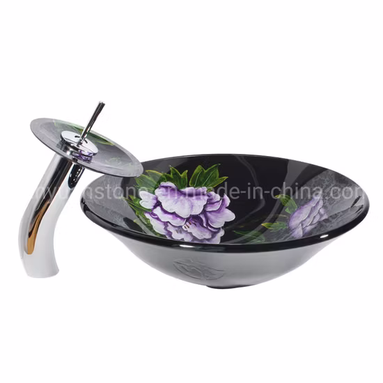 Dissipador de vaso de vidro com design de balcão de loja de banheiro sanitário de hotel